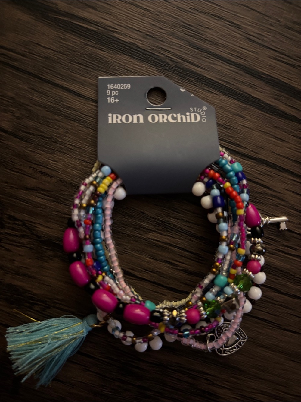 Multicolor Beaded Bracelet with Pink Accents